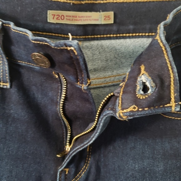 Levis® Premium 720 High Rise Super Skinny Womens Jeans Dark Wash Sz 25 - Picture 5 of 10